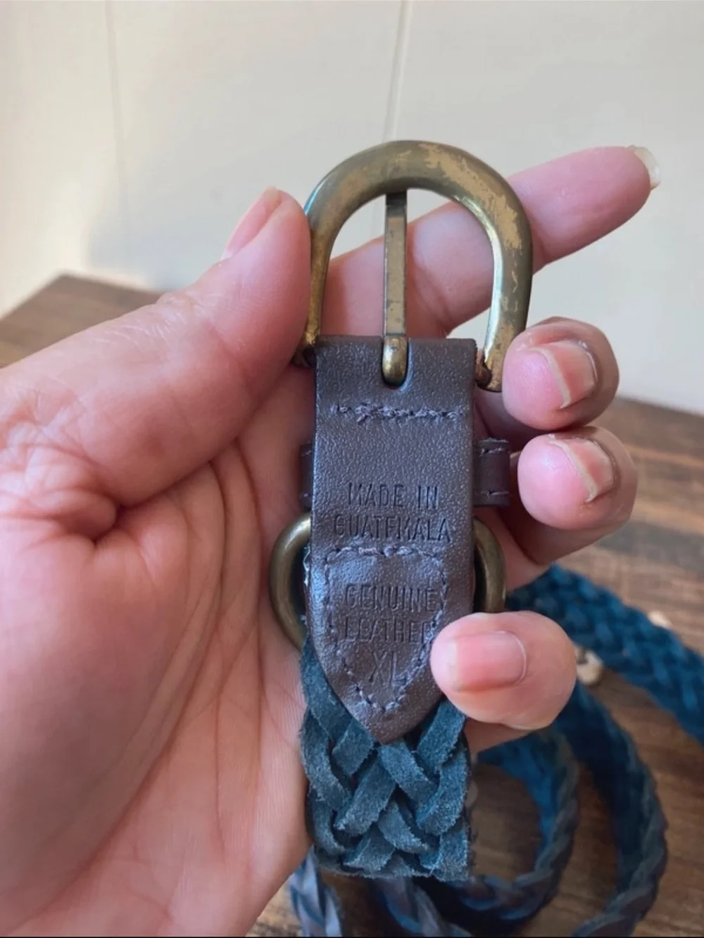 Vintage Leather Woven Belt, 32”